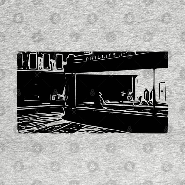 Nighthawks by Edward Hopper, 1942 | Line art by Classical